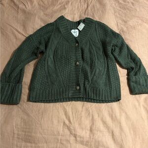 Green Cable Knit Women's Sweater
